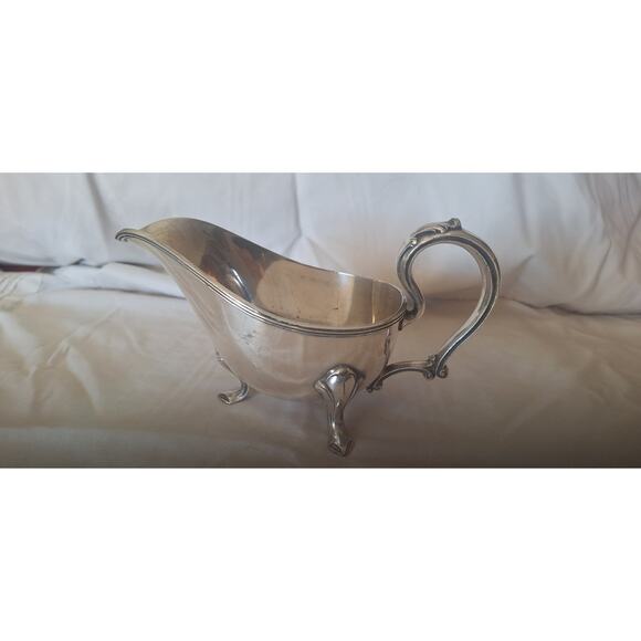 Vintage Silverplate Gravy Boat B.S.C.E.P N.S. 5433 Hallmarked Ornate Handle Feet - Picture 1 of 10